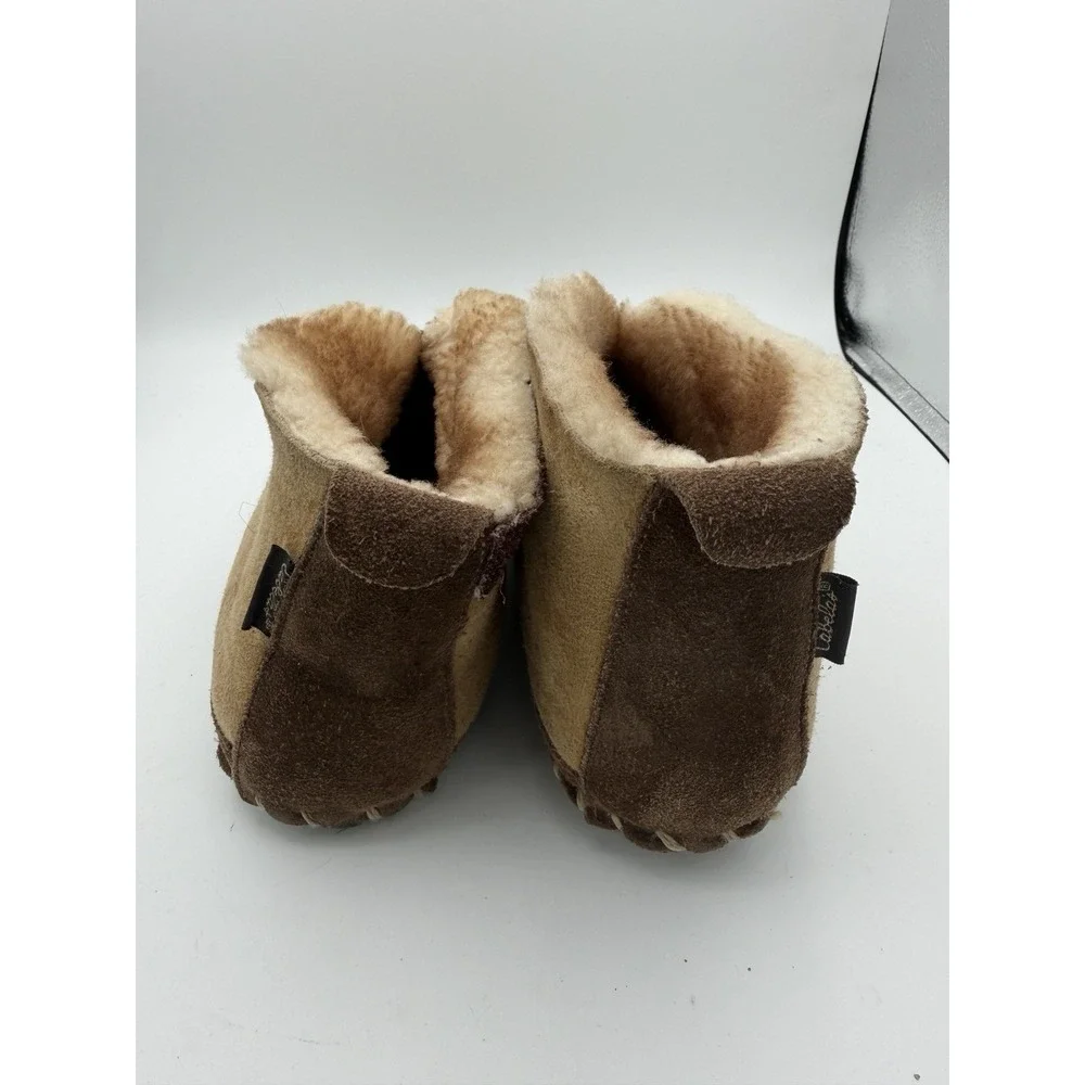 Cabela's Genuine Shearling Slippers Men's Size 10M Suede Leather Brown.    5255